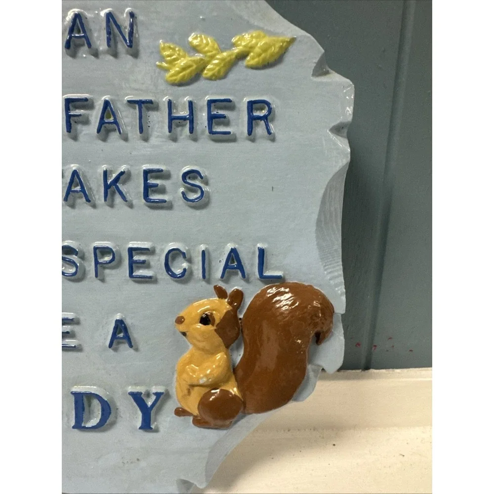 Vintage Father's Day Dad Daddy Bird Squirrel Chalkware Plaster‎ Wall Plaque Gift